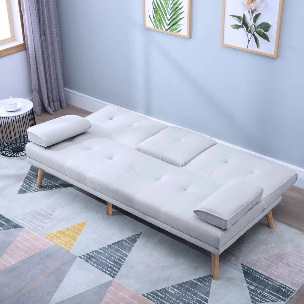 Divano letto, comodo divano letto, 3 posti, divano letto, lino, grigio chiaro, 181x77x72cm