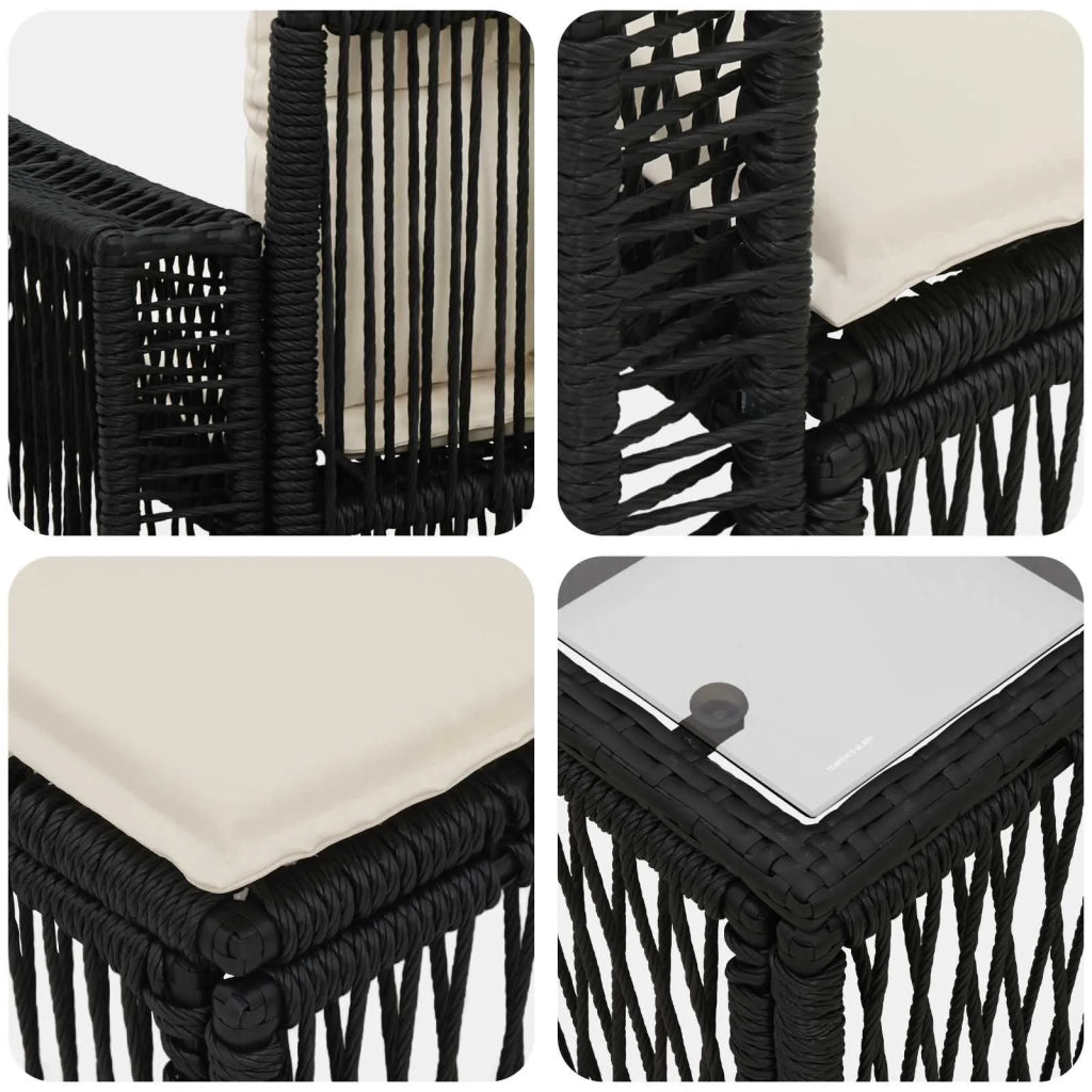 Set Divano da Giardino 8 pz Nero e Bianco Crema polyrattan 3435094