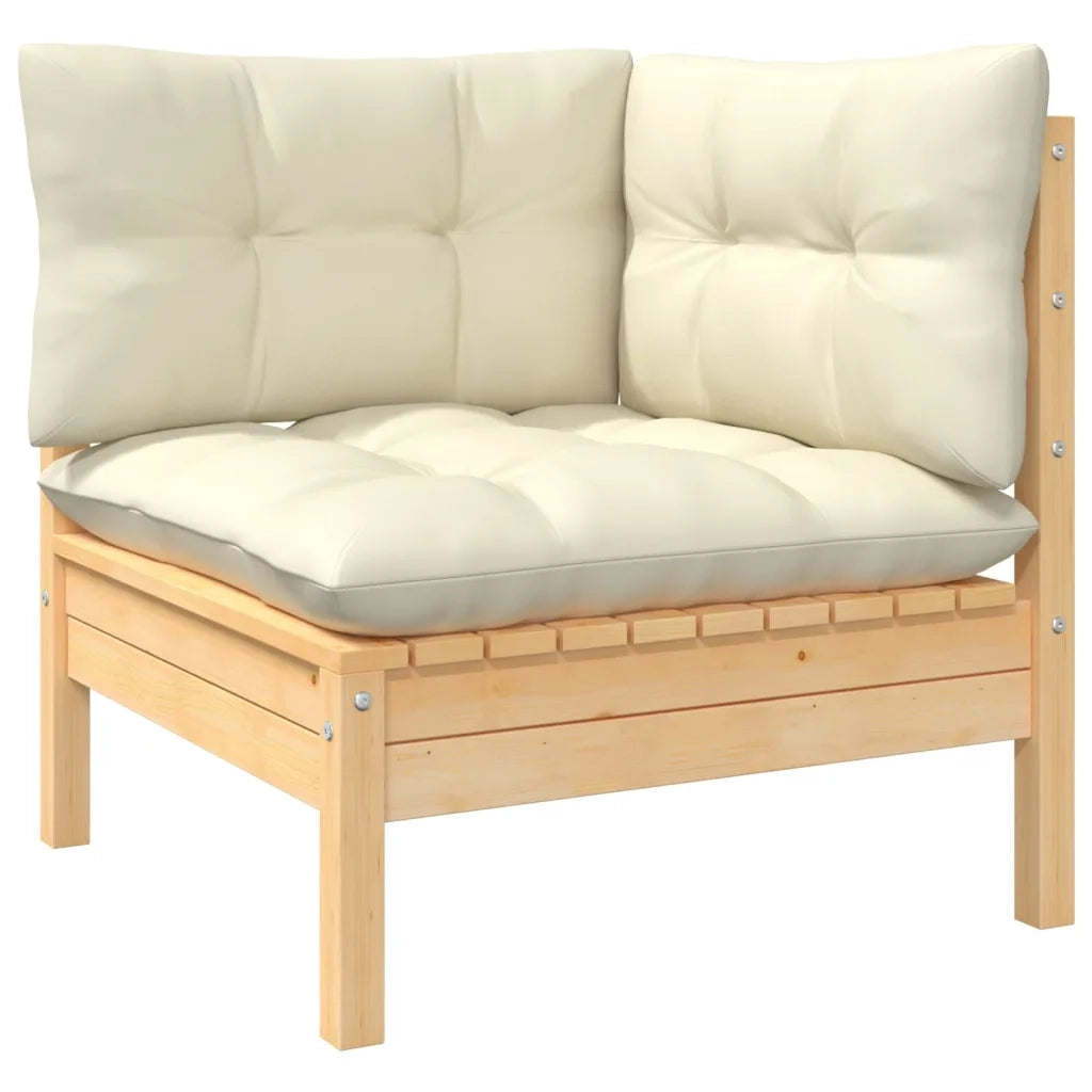 Set Divani da Giardino 10 pz con Cuscini Crema Massello di Pino 3096995
