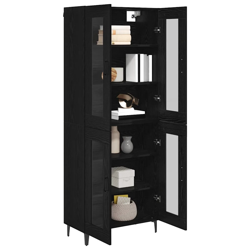 Credenza-Buffet-Armadio da cucina Rovere Nero 69,5 x 34 x 180 cm Legno multistrato 916162