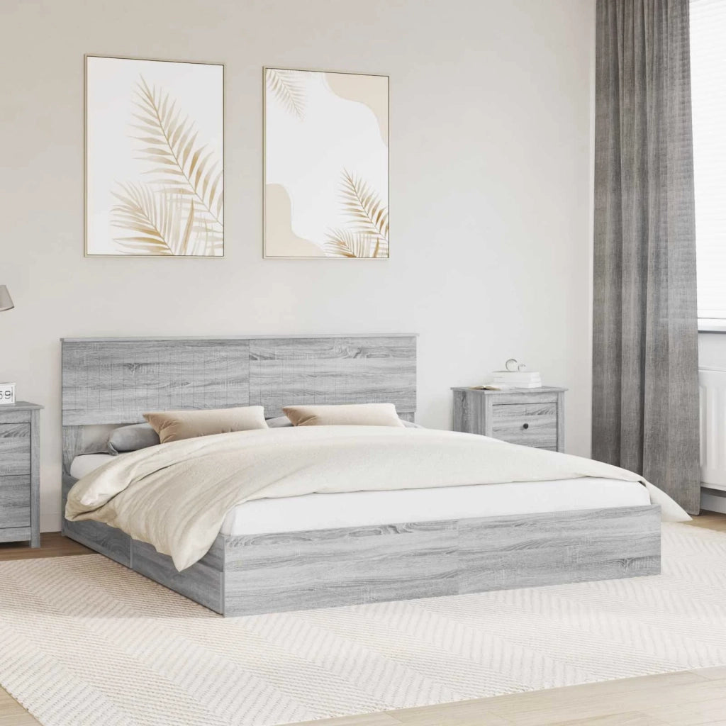 Letto con Contenitore con testiera Grigio Sonoma 180 x 200 cm 3410775
