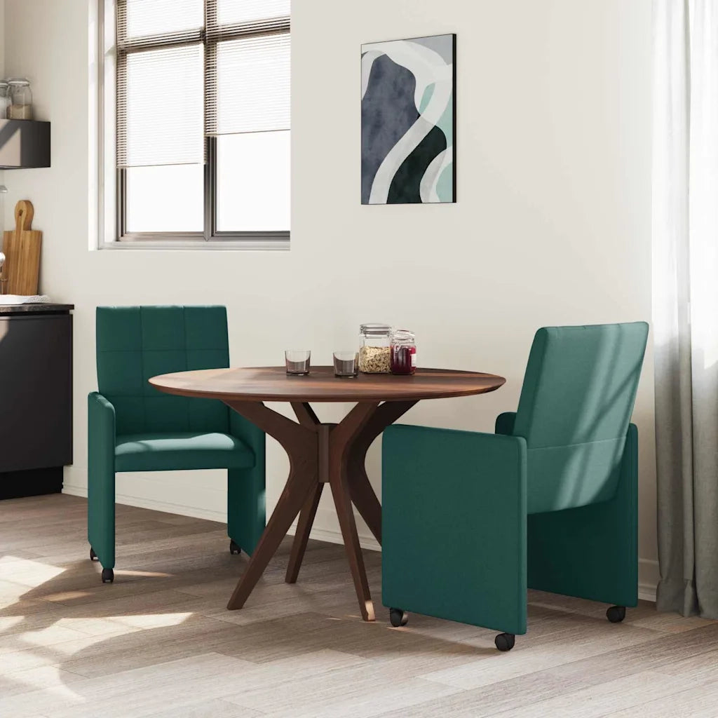 Sedie da Pranzo con Ruote 2 pcs Verde scuro 58 x 65 x 94 cm 42017834