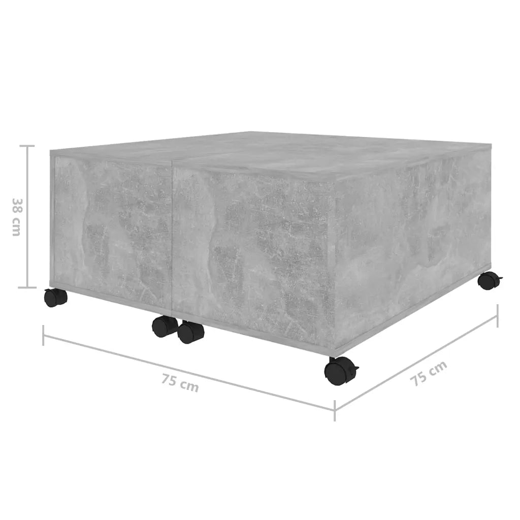 Tavolino da Salotto-Tavolino da soggiorno-Tavolo Grigio Cemento 75x75x38cm Legno Multistrato