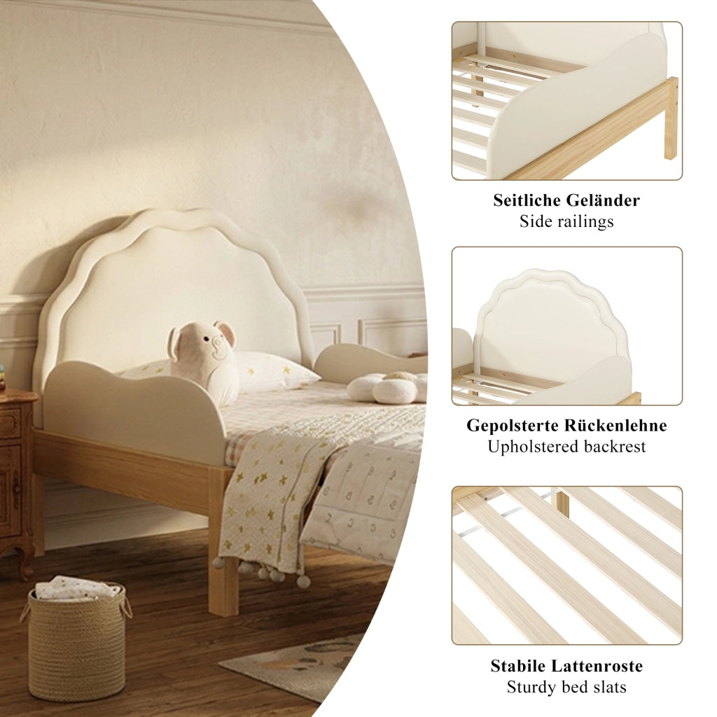 LETTO imbottito per bambini 90x200 cm Beige e Naturale