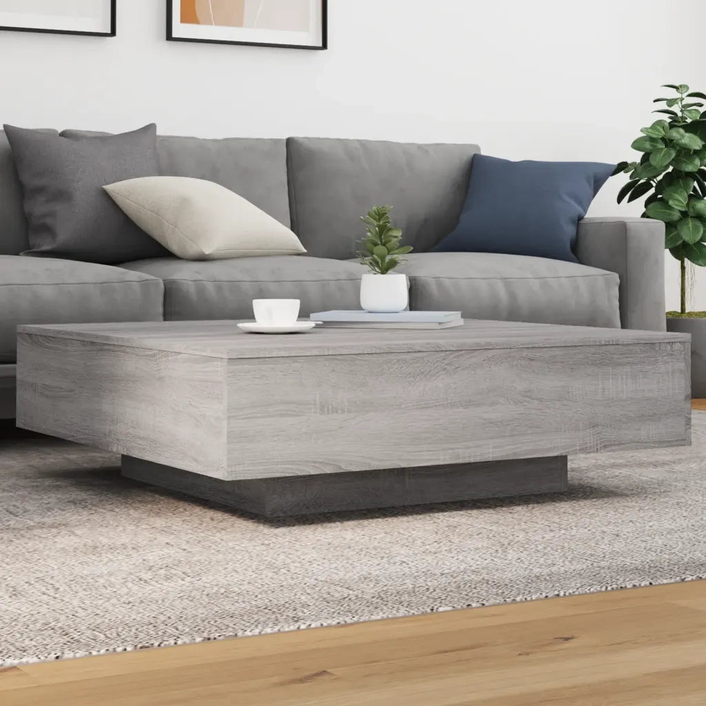 Tavolino da salotto | Tavolino da caff¨¨ | Tavolino da Soggiorno con Luci LED Grigio Sonoma 100x100x31 cm