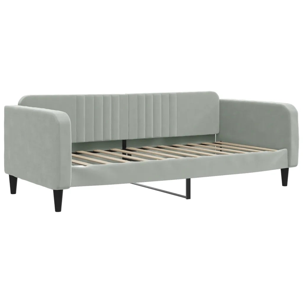 Letto singolo | Letto per adulti | Letto da Giorno Grigio Chiaro 100x200 cm in Velluto