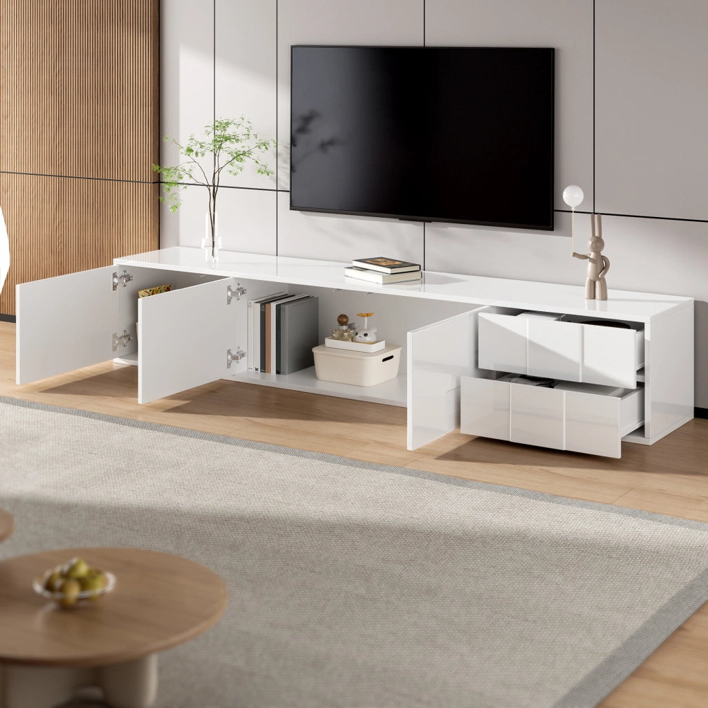 Cassettiera TV bianca 170 cm in MDF e truciolare