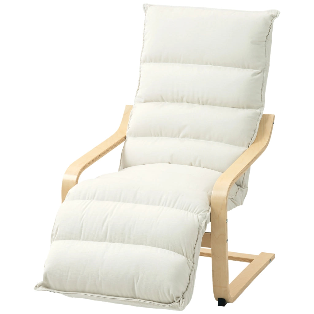 Poltrona relax in velluto crema ¨C Xylo ¨C con poggiapiedi regolabile e struttura in acciaio 67x93x105cm