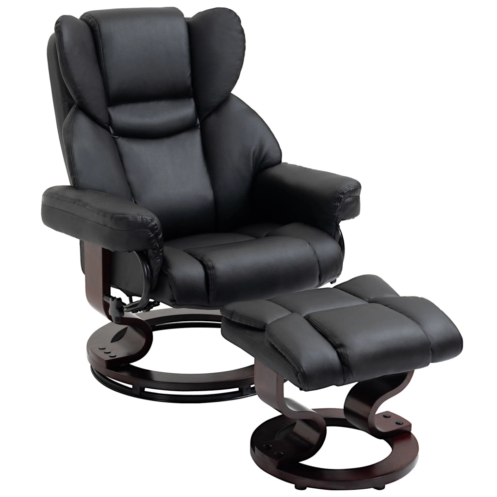 POLTRONA Reclinabile girevole con poggiapiedi, 80x79x100 cm, Nero