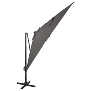 Ombrellone a Sbalzo con Palo e Luci a LED-Ombrello da giardino Antracite 300 cm 602616