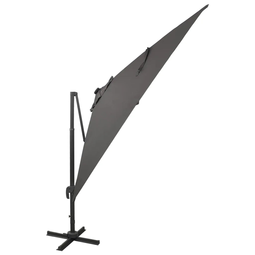 Ombrellone a Sbalzo con Palo e Luci a LED-Ombrello da giardino Antracite 300 cm 602616