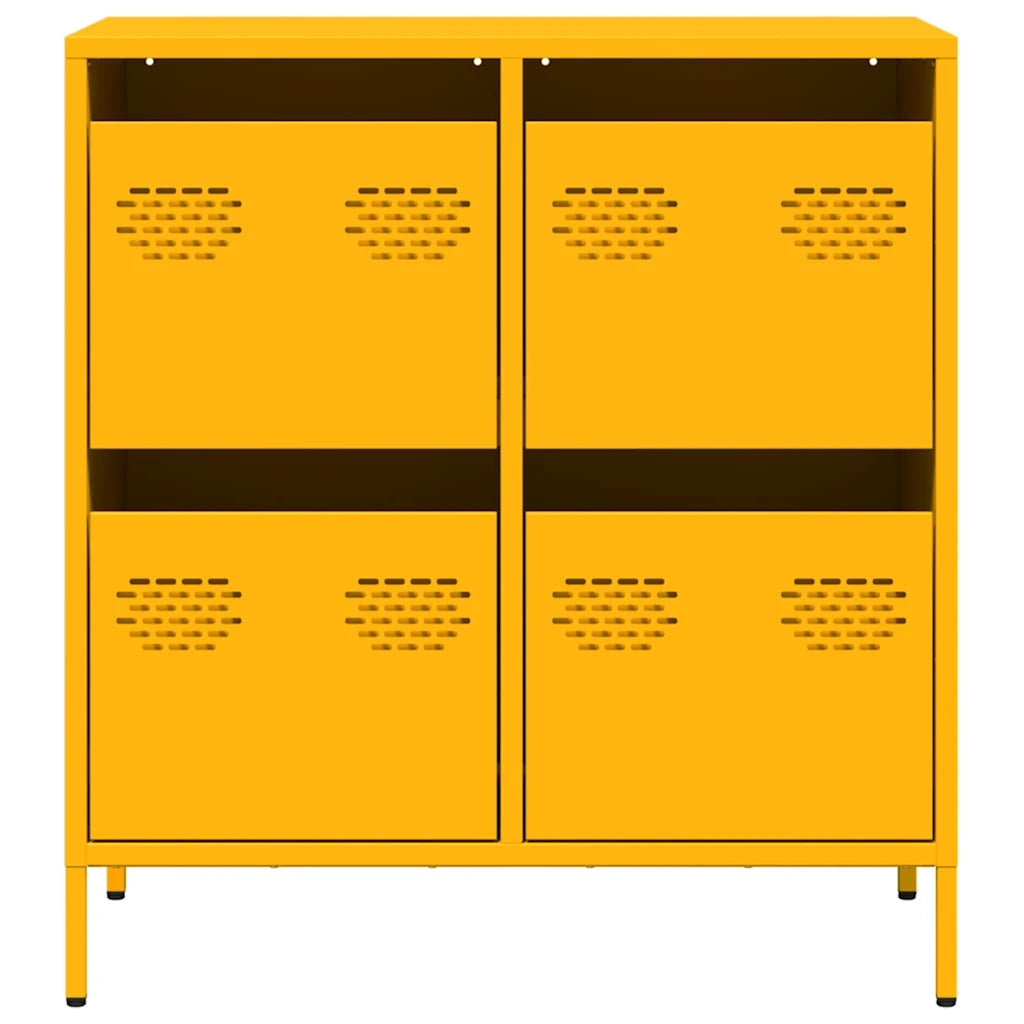 Credenza-Buffet-Armadio da cucina Giallo Senape 68x39x73,5 cm Acciaio Laminato a Freddo 648990
