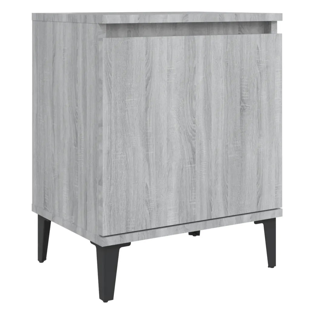 Comodini | Armadio da Notte | Mobiletto da notte con Gambe in Metallo Grigio Sonoma 40x30x50 cm