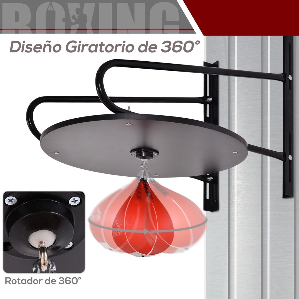 Sacco da boxe con supporto a muro girevole ¨C zephmum ¨C Nero e rosso 60x73x80 cm
