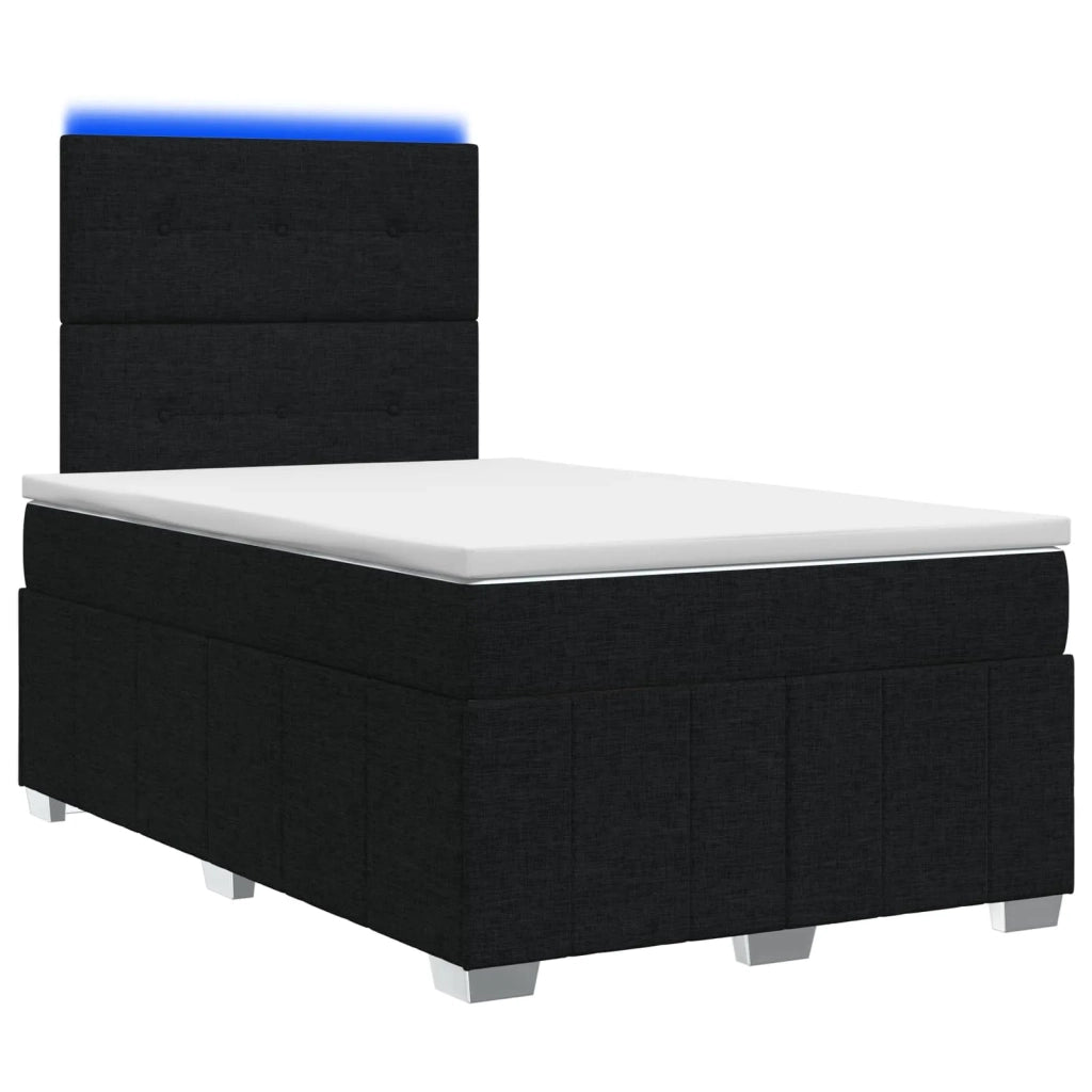 Letto Box Spring LED con Materasso Nero 120 x 200 cm Tessuto 3455579