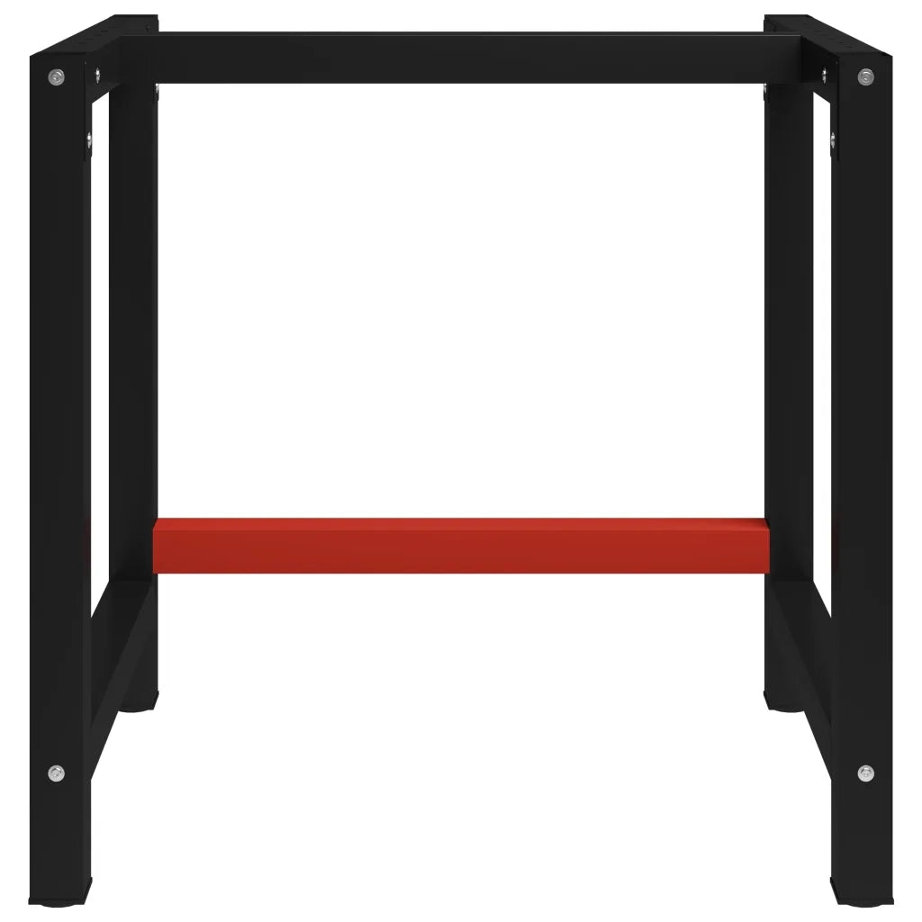 Telaio per Banco da Lavoro in Metallo 80x57x79 cm Nero e Rosso 147927