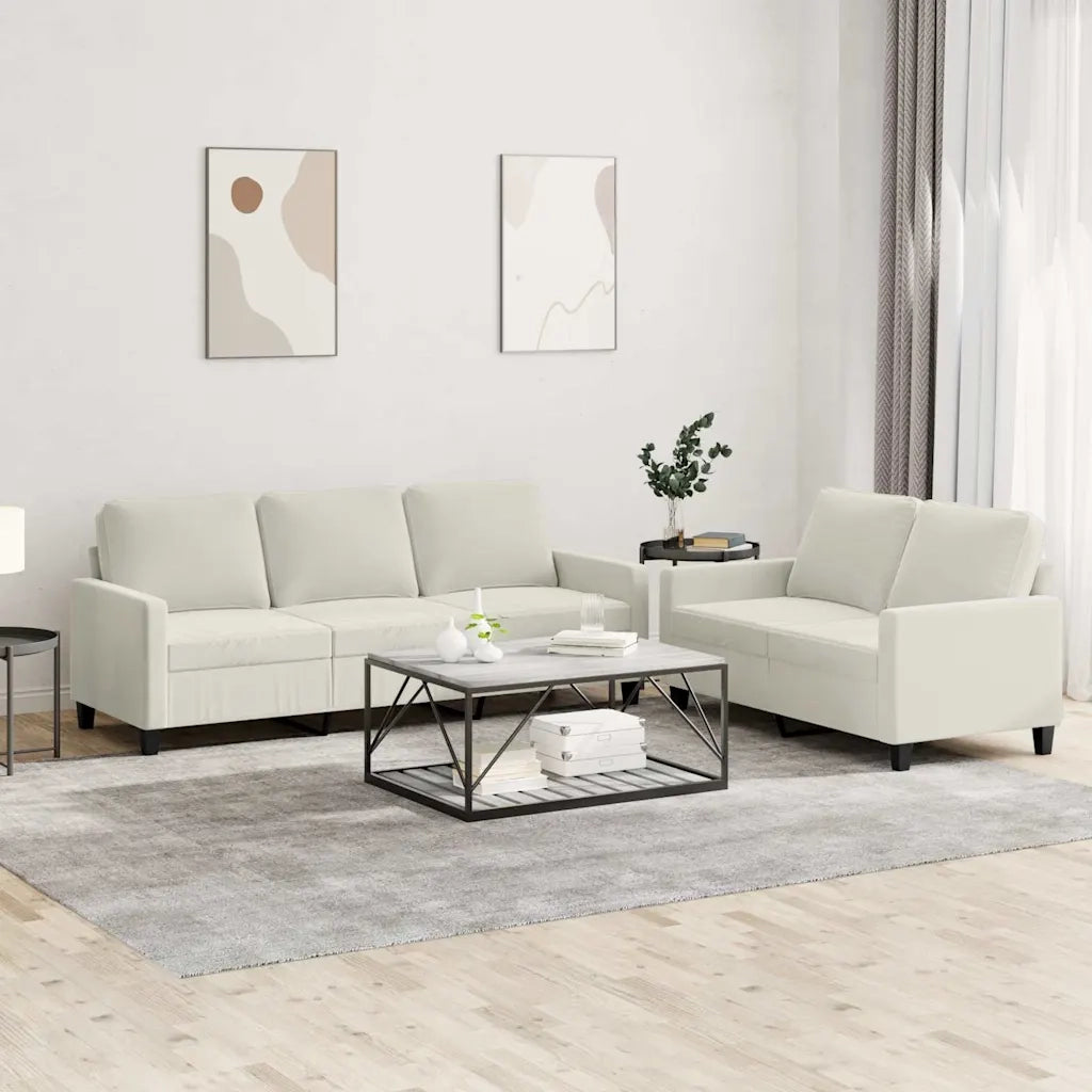 Set di Divani 2 pz con Cuscini Crema in Velluto 3201524