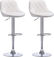 Bar con Sedia Ergonomica in Alto - Disponibile in 2 Pezzi - Altezza Seduta 60 - 82cm - Bianco - Regolabile in Alto - Set Completo - Design Moderno