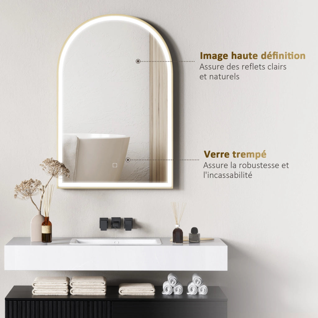 Specchio LED da Bagno ¨C zephmum ¨C Bianco, Alluminio, 90x60cm