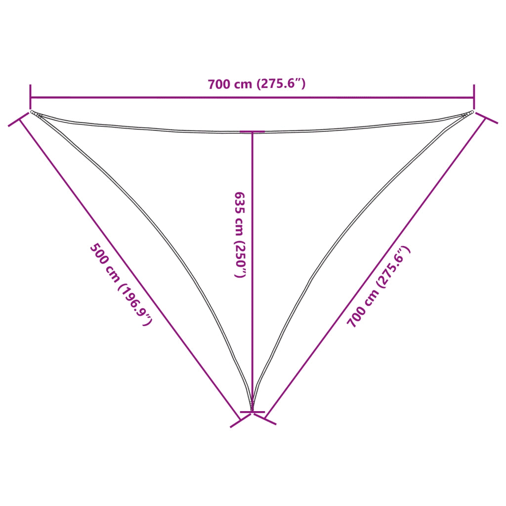 Parasole a Vela Oxford Triangolare 5x7x7 m Nero 135787