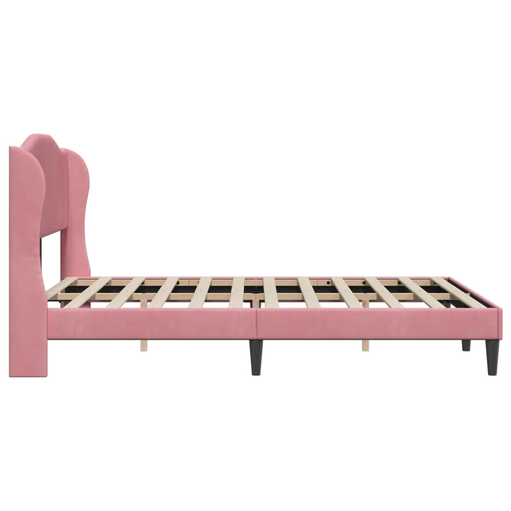 Struttura del letto con testiera-Giroletto Rosa 140 x 190 cm Velluto 820455