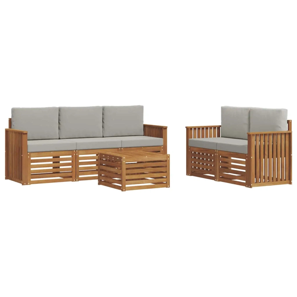 Set divani con cuscino 6 pcs Grigio Naturale e Chiaro 3374366