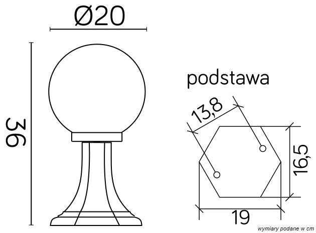 Lampada da giardino SU-MA KULE sfera 20cm nera E27 IP43