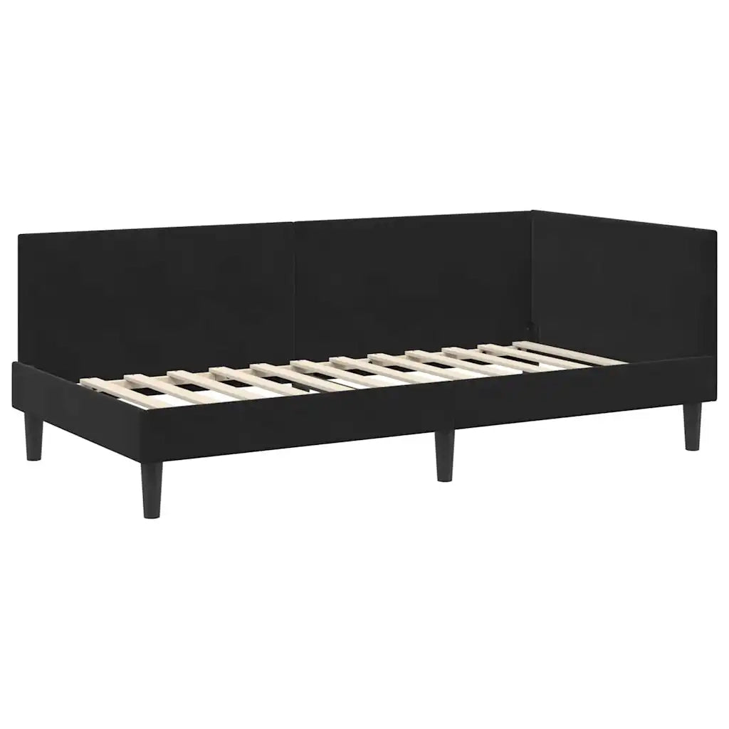 Letto singolo | Letto per adulti | Cornice del letto ad angolo Nero 100 cm x 200 cm Velluto