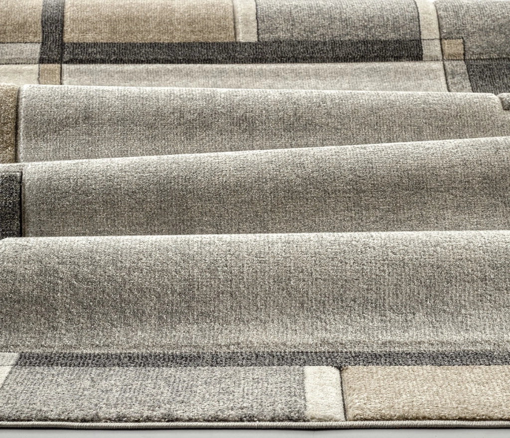 Tappeto FUNNY F8541 grigio beige cm.160x230 disegno cornice moderna geometrica