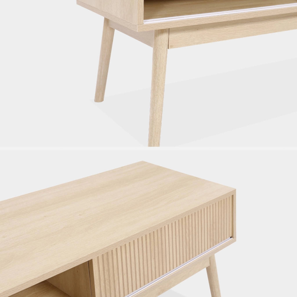 Mobile tv scandinavo a 2 ante effetto legno, 115cm, marrone naturale