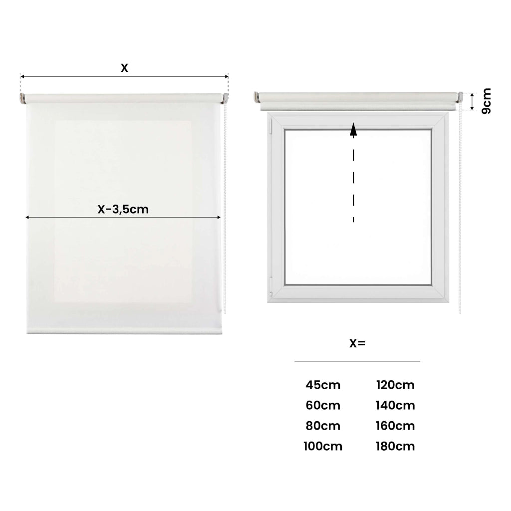 Tenda a Rullo Filtrante, Tenda Avvolgibile Traslucida Liscia Per Finestre e Porte Bianco 60x180 cm