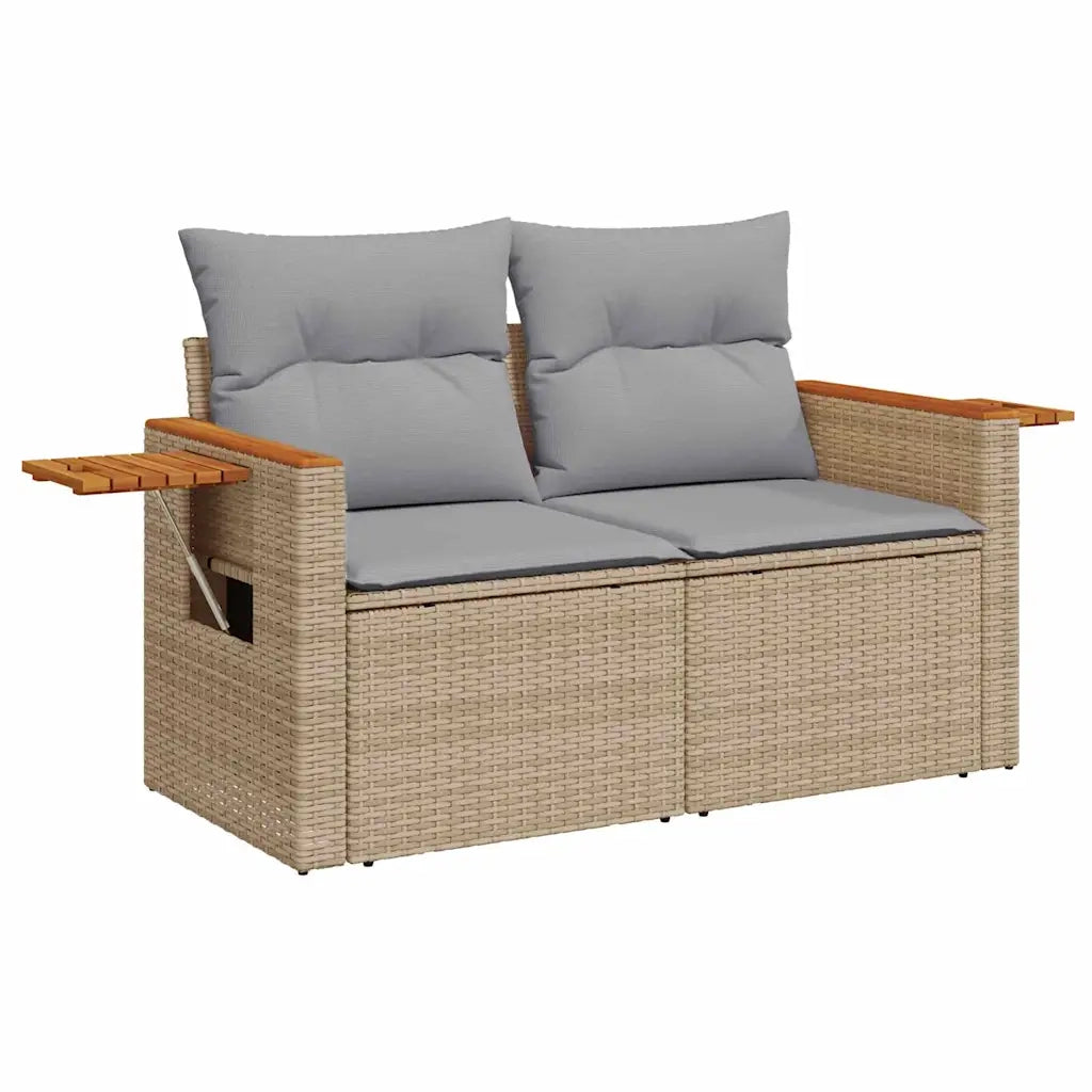 Set Divano da Giardino 9 pcs Beige e Grigio Chiaro polyrattan