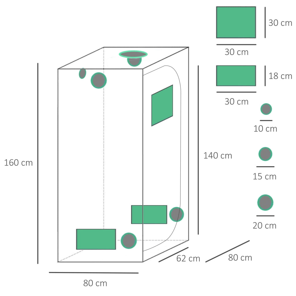 Tenda Idroponica ¨C Minimal ¨C Nero 80x80x160 cm