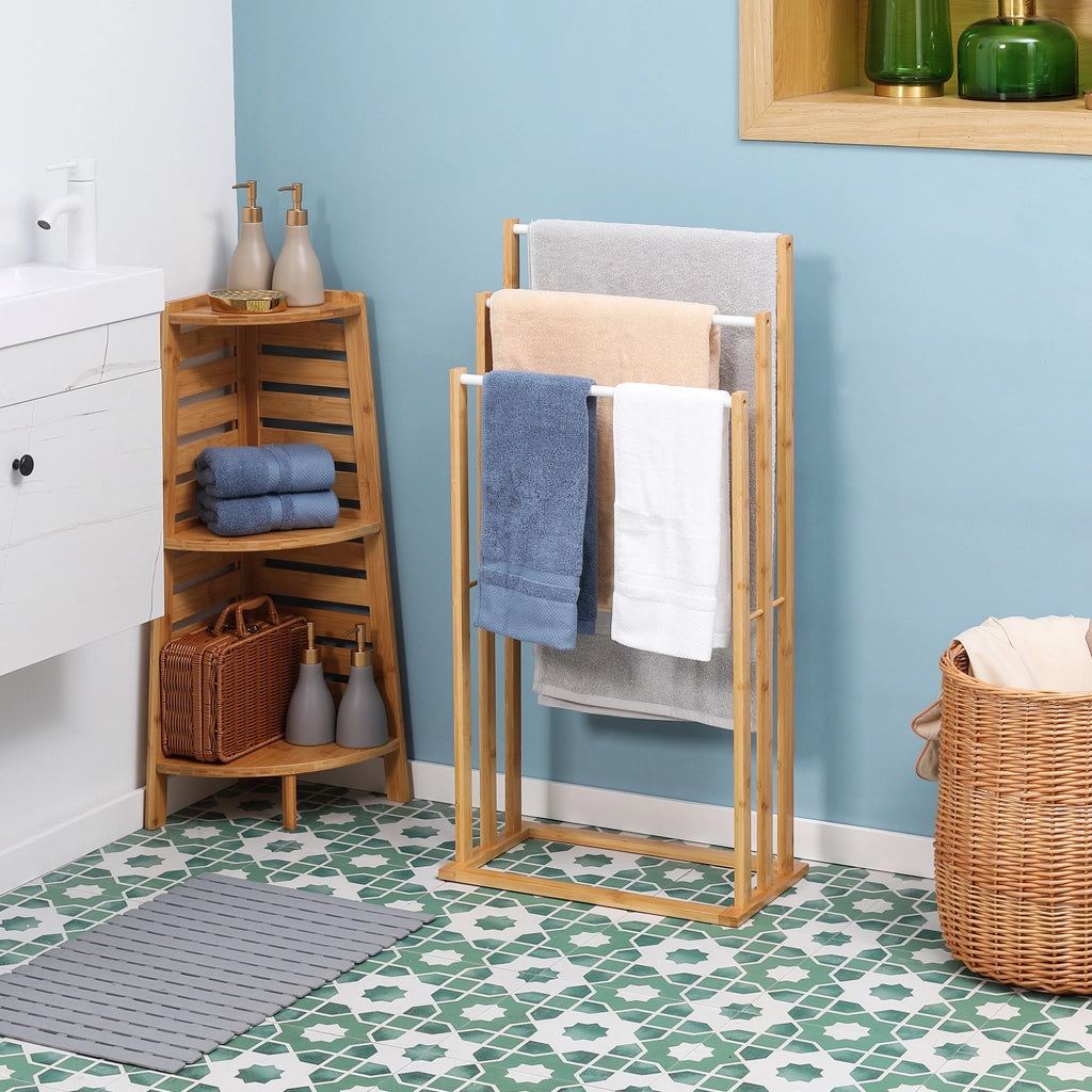 Porta asciugamani a 3 livelli ¨C zephmum ¨C 48x25,8x94 cm in bamb¨´ naturale