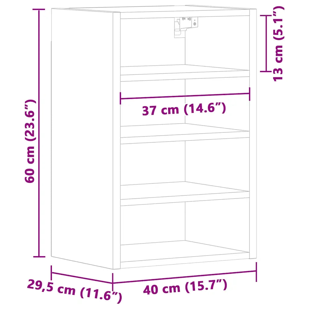 Mobiletto da cucina a parete dal design moderno 40 x 29,5 x 60 cm legno grigio cemento 02_0050450
