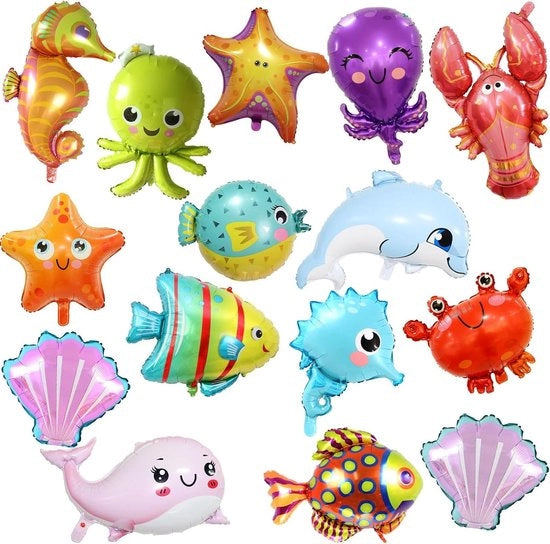 15 pezzi di palloni di tema balena e pesce - decorazioni per bambini, tema acquatico, compleanni e feste per bambini