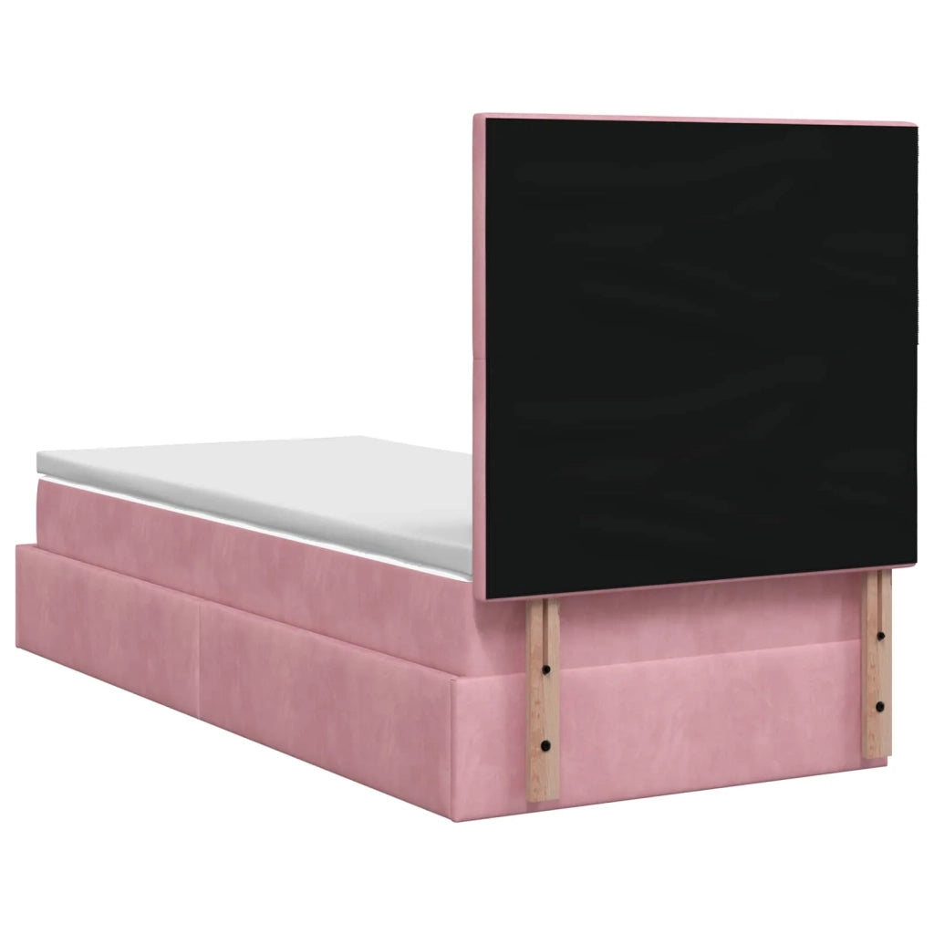 Letto Ottomano con Materasso e LED Rosa 90 x 200 cm Velluto 3458210