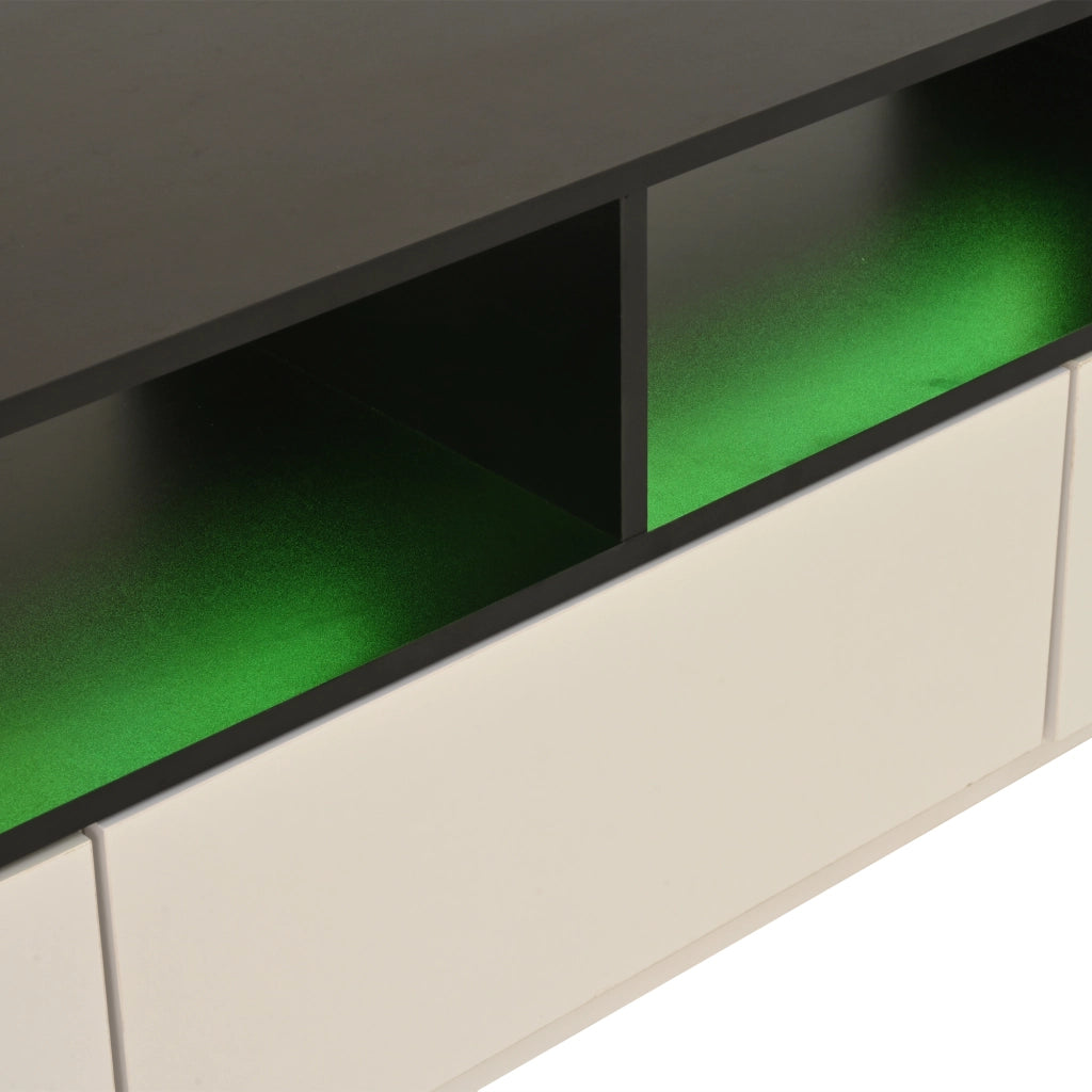 Mobile TV con LED e Cassetti ¨C MINIMAL ¨C Bianco Lucido/Nero, 180x40x48 cm