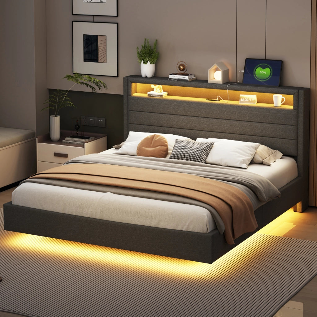 letto imbottito lino grigio 160 x 200 cm