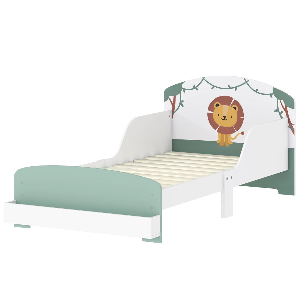 Letto singolo con contenitore ¨C Xylo ¨C 70x140 cm verde con barriera sicurezza