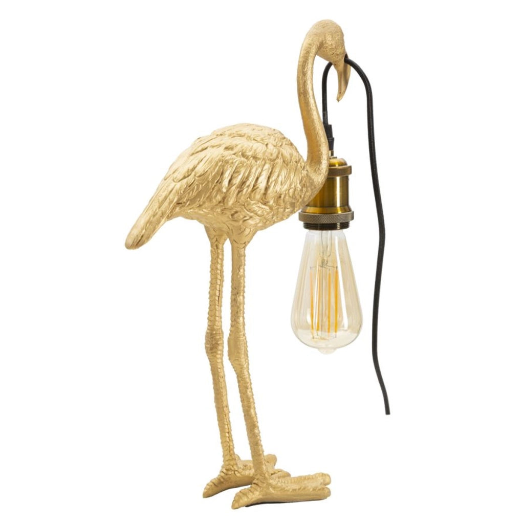 Lampada da tavolo Flamingo piccola in resina dorata