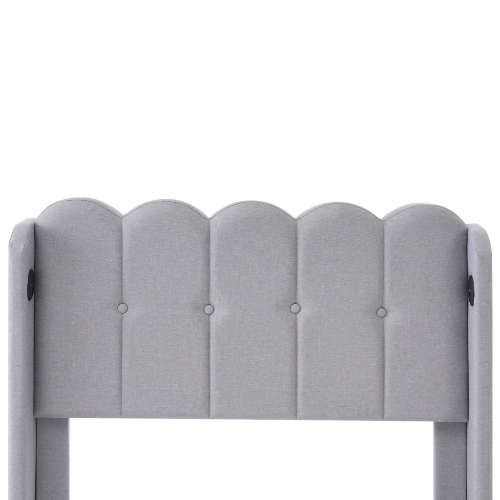 letto imbottito lino grigio 90 x 200 cm