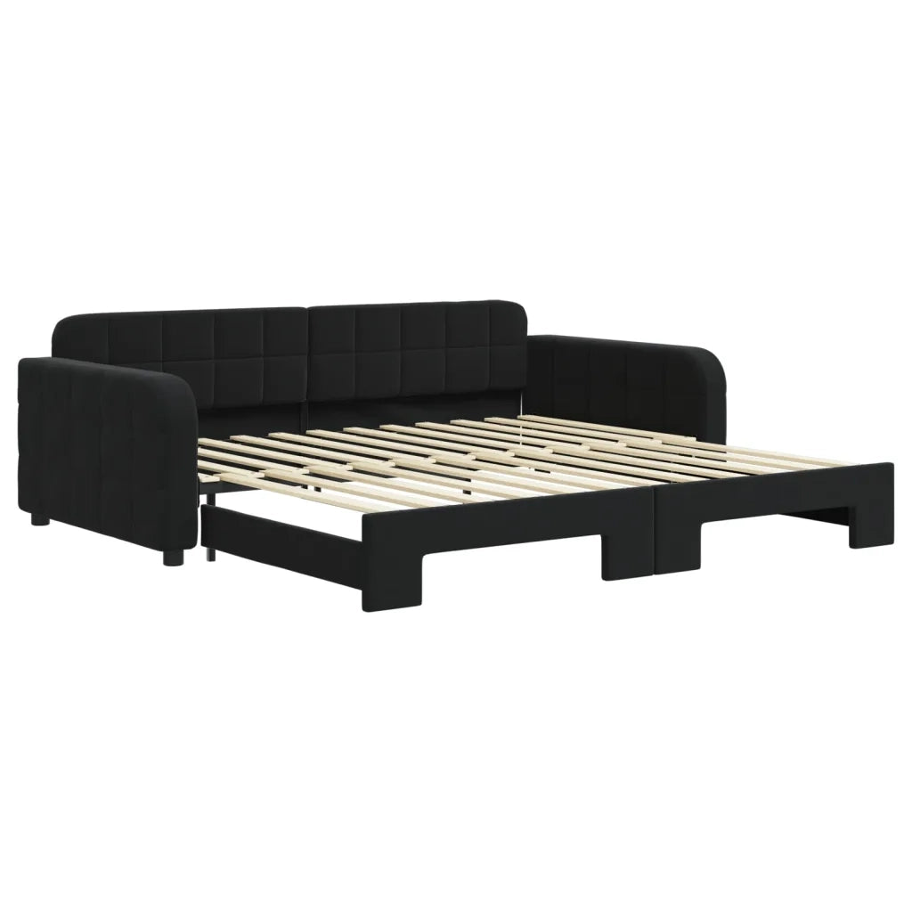 Divano letto | Sof¨¤ letto | Letto singolo Estraibile Nero 100x200 cm in Velluto