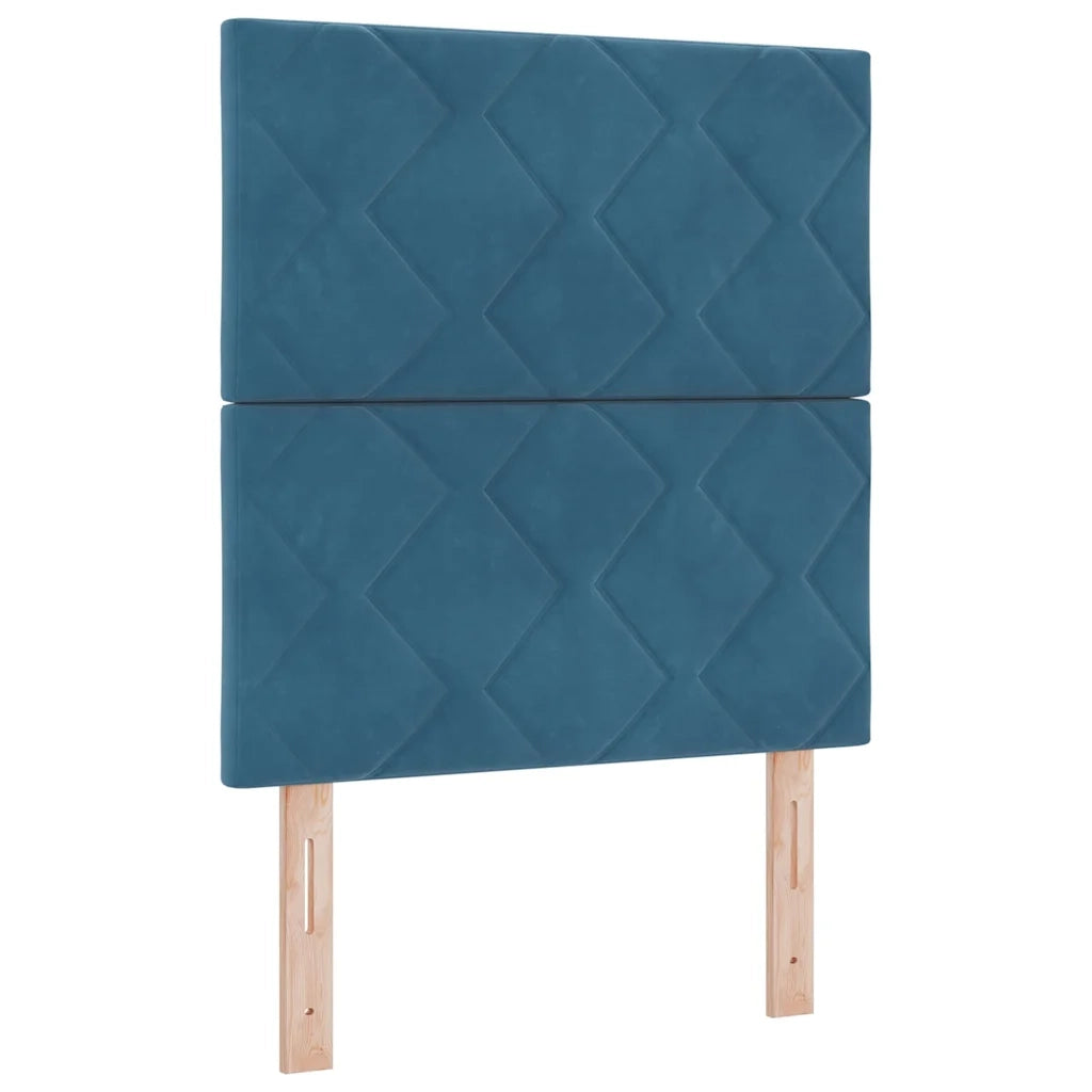 Letto a molle con testiera Blu Scuro 80 x 200 cm Velluto