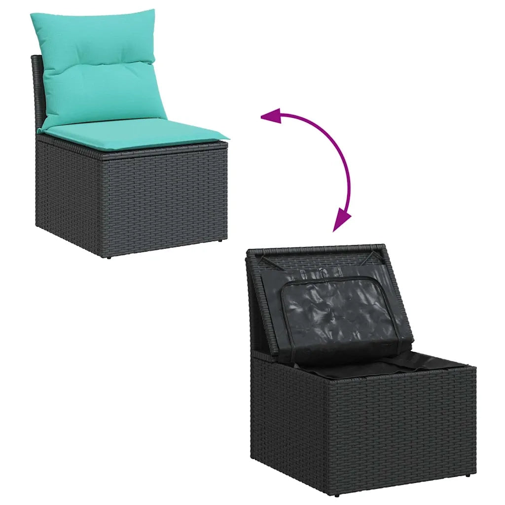 Set Divani da Giardino con Cuscini 7pz Nero Polyrattan 3327557