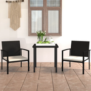 Set da Pranzo da Giardino 3 pz in Polyrattan Nero 3065705