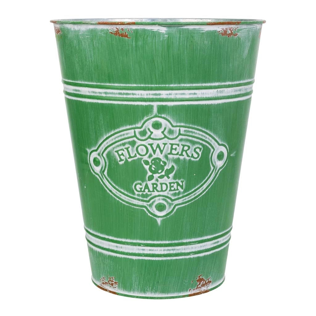 Vaso in metallo verde d20,5x25h b:13