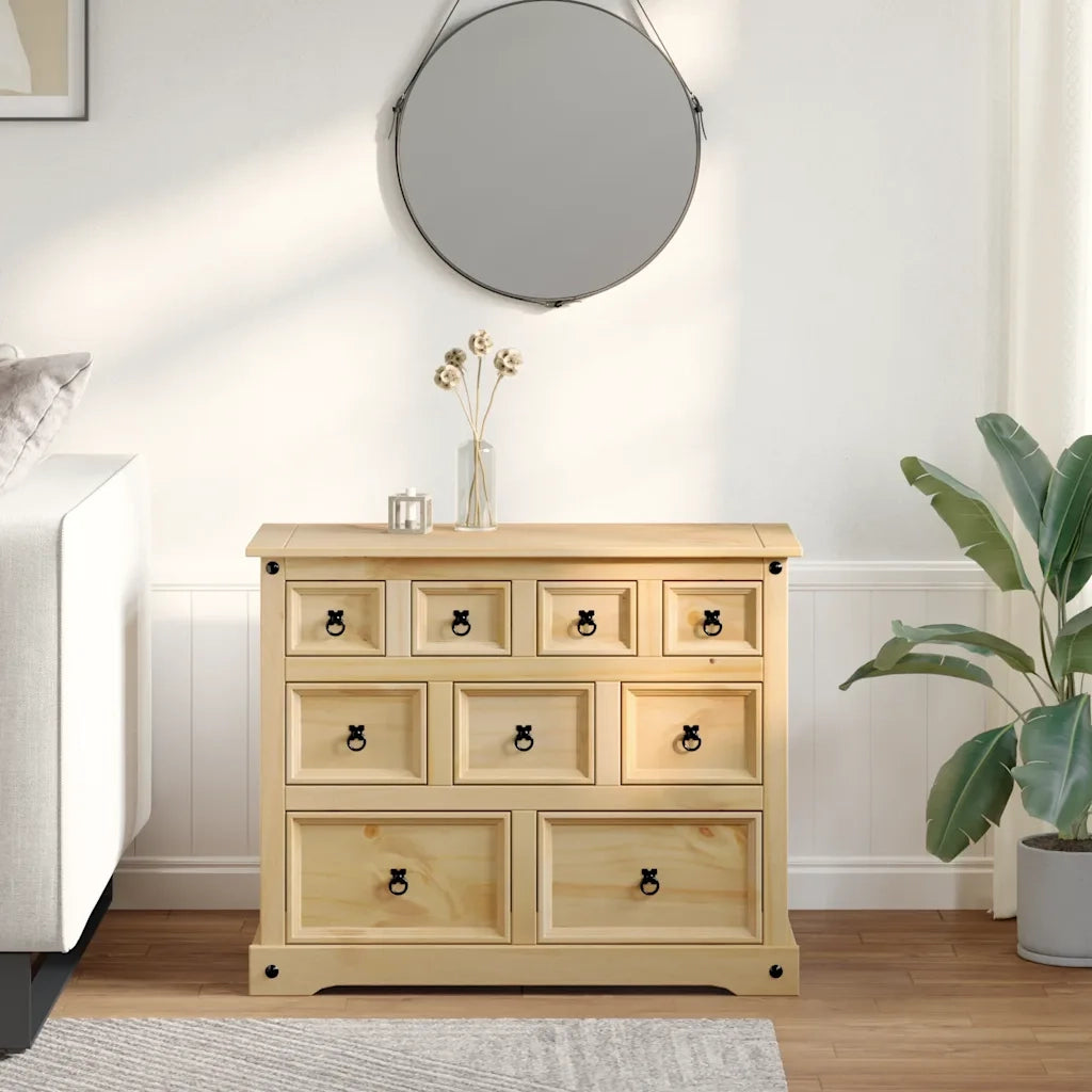 Cassettiera Corona 101x45x82 cm in Legno Massello di Pino CFW2549845
