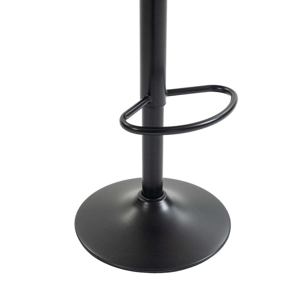Set di 2 sgabelli da bar girevoli 360° con schienale, altezza regolabile, seduta in PU nero, struttura in metallo
