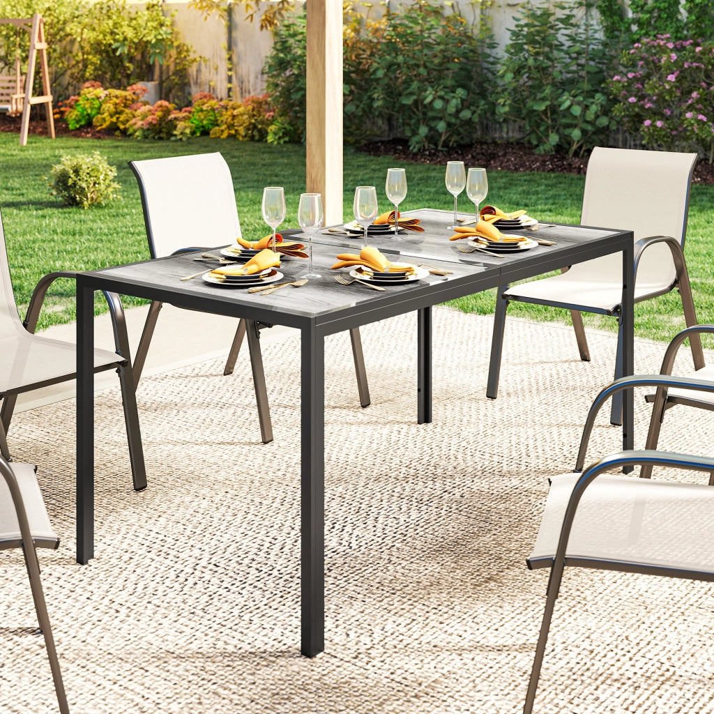 Tavolo da pranzo esterno effetto legno per 6 persone ¨C Xylo ¨C grigio 150x80x74 cm
